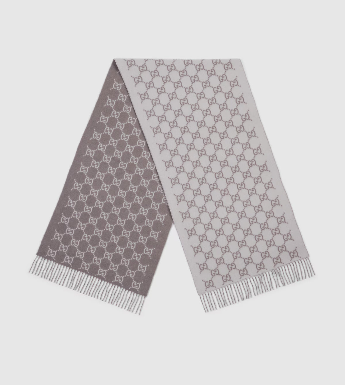 Bonnet et Ăcharpe en jacquard de cachemire GG ivoire et gris clair