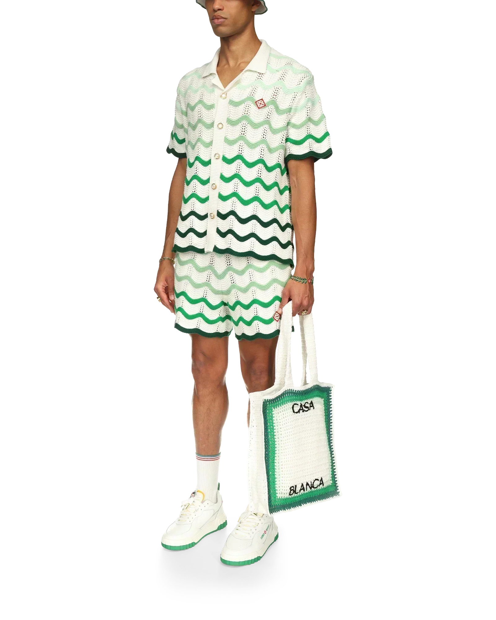 Wavy Gradient Crochet Shirt - casablanca