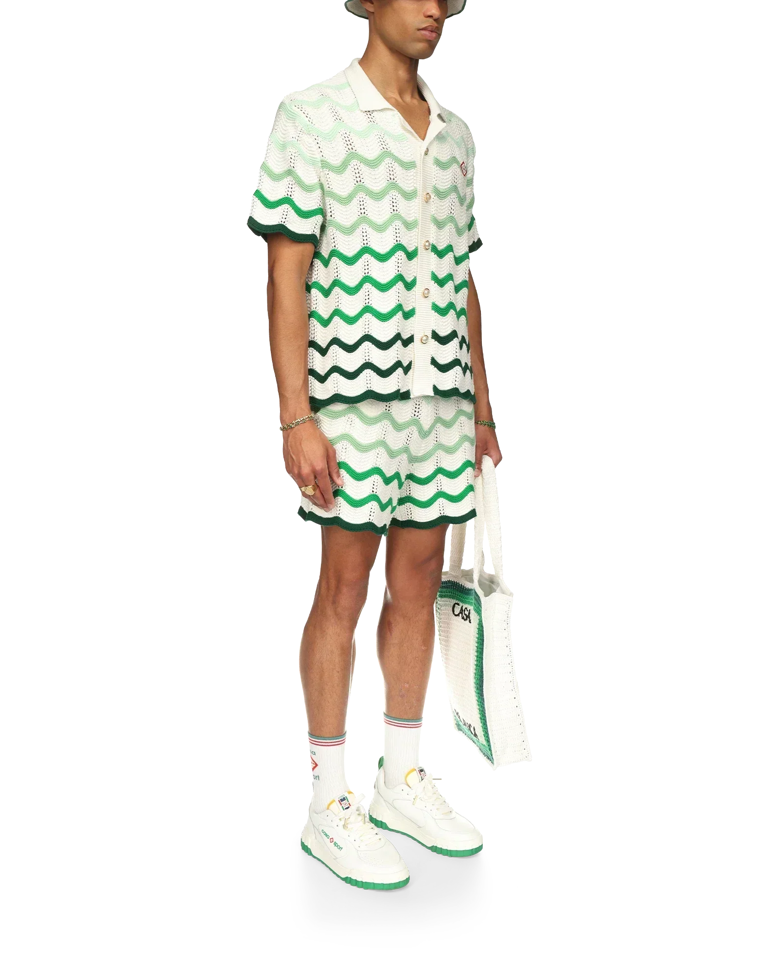 Wavy Gradient Crochet Shirt - casablanca